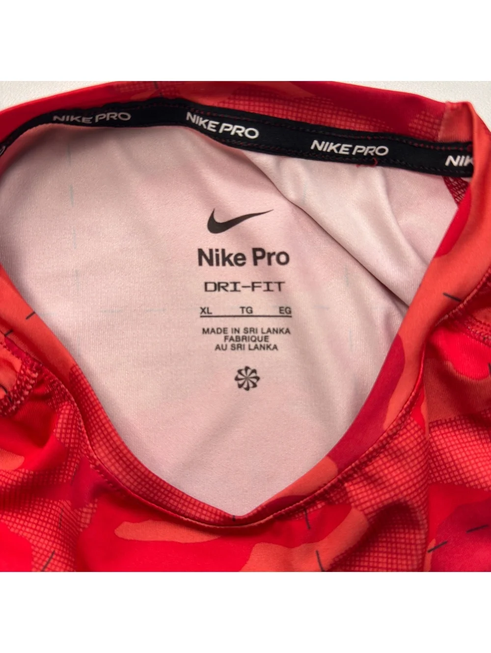 Nike Pro Red Camo Dri-Fit Athletic Shirt - Boys XL